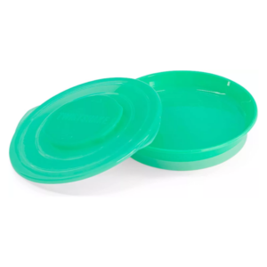 TWISTSHAKE SCELLE ASSIETTE D'APPRENTISSAGE REPAS BEBE AVEC COUVERCLE VERT