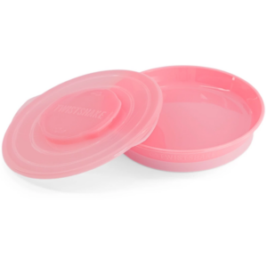 TWISTSHAKE SCELLE ASSIETTE D'APPRENTISSAGE REPAS BEBE AVEC COUVERCLE ROSE