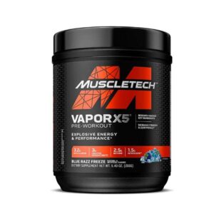 MUSCLETECH VAPOR X5 POUDRE PRE ENTRAINEMENT 266G GOUT BLUE RAZZ FREEZE