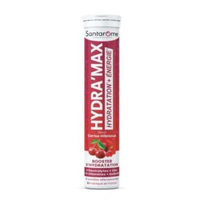 SANTAROME HYDRA MAX HYDRATATION + ENERGIE GOUT CERISE HIBISCUS 20 PASTILLES EFFERVESCENTES